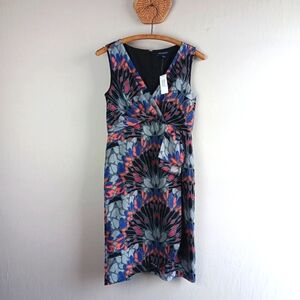 NWT $109 Banana Republic Factory Faux Wrap Dress Abstract Print Office Wear Sz 0